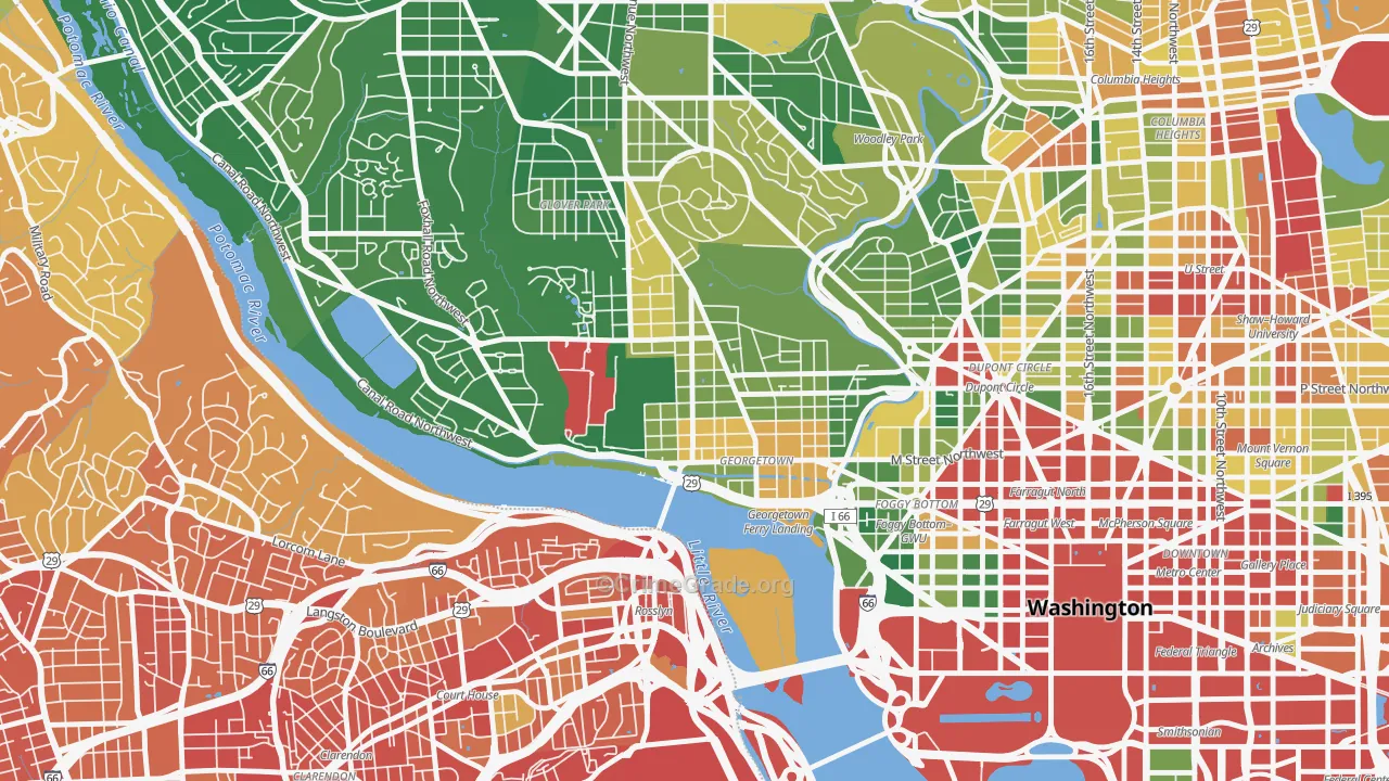 Georgetown, Washington, DC Map of Robbery Rates