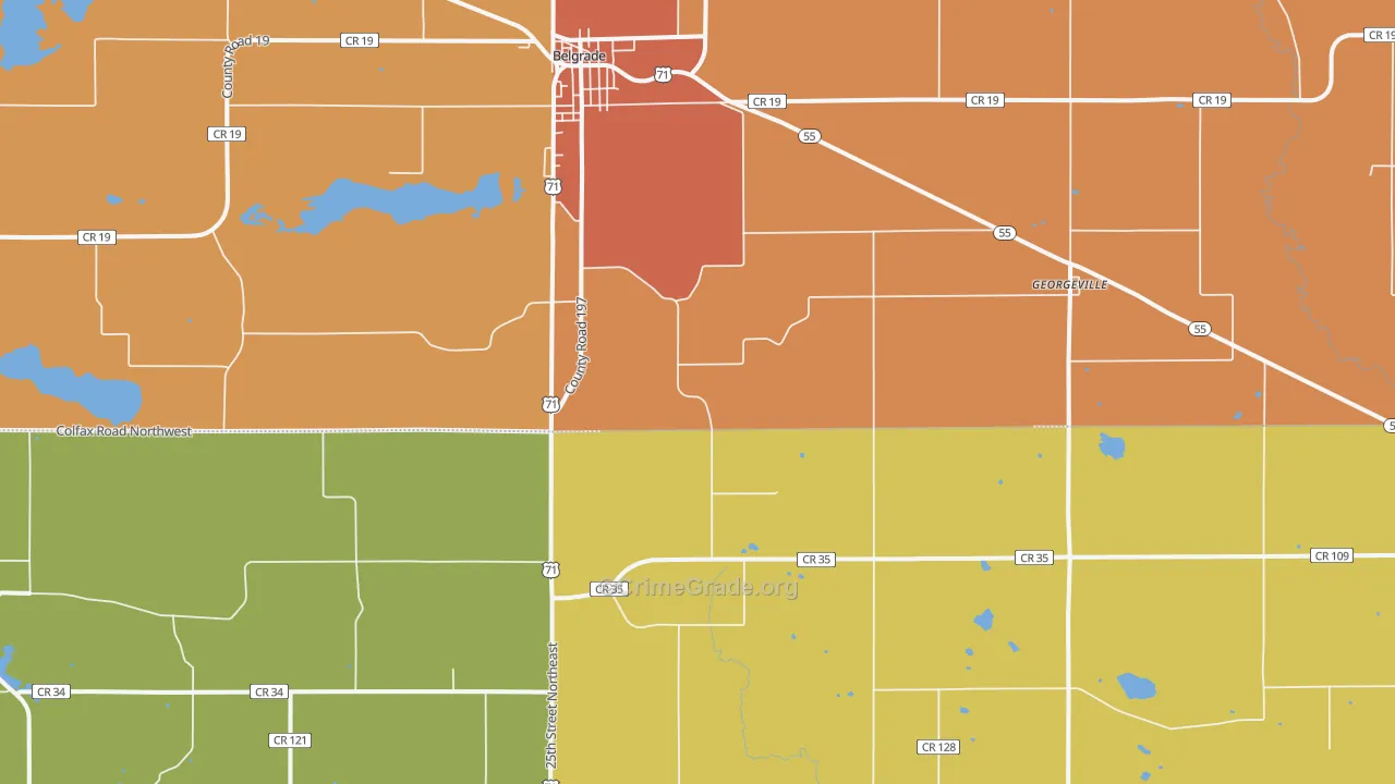 Georgeville, MN Map of Robbery Rates