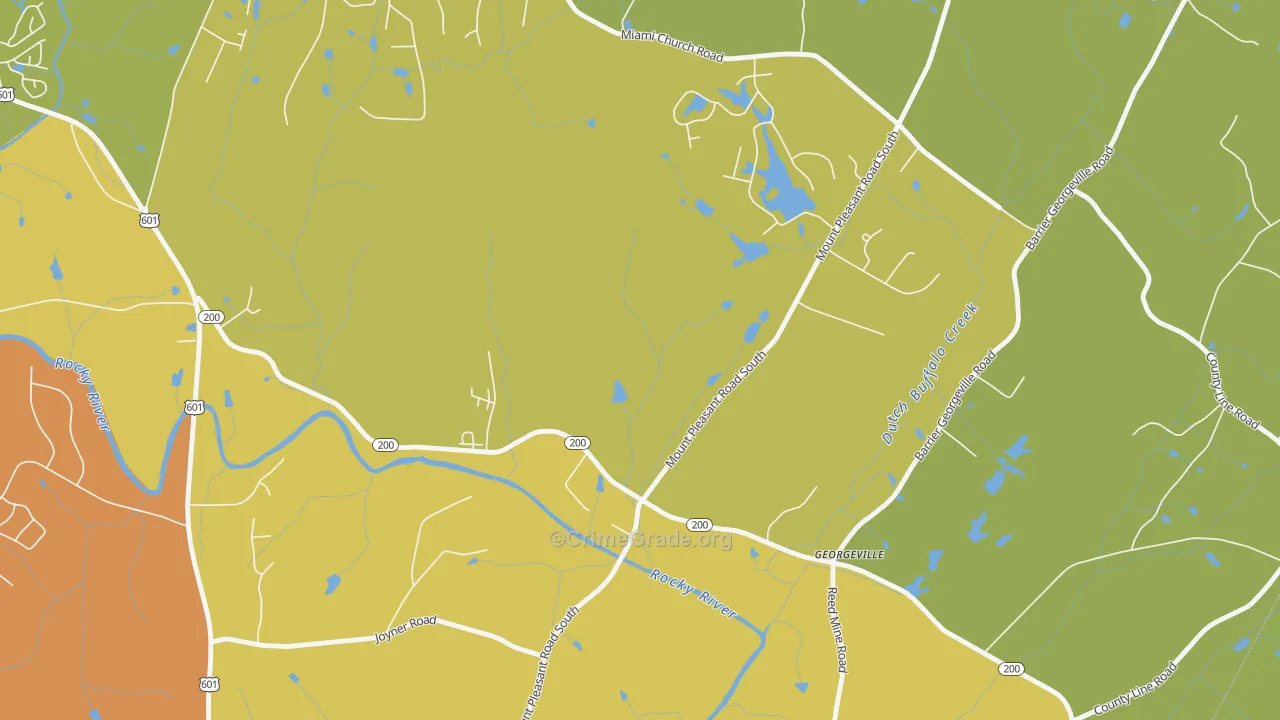 Georgeville, NC Map of Robbery Rates