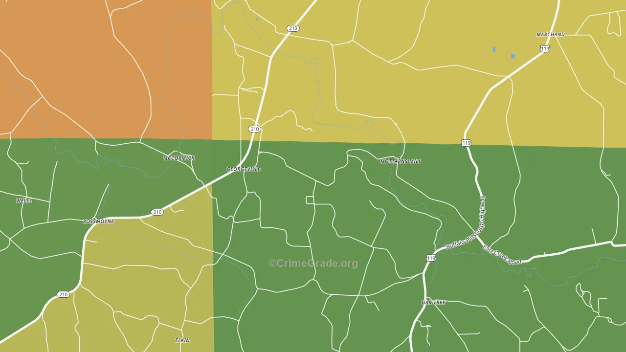 Georgeville, PA Map of Robbery Rates