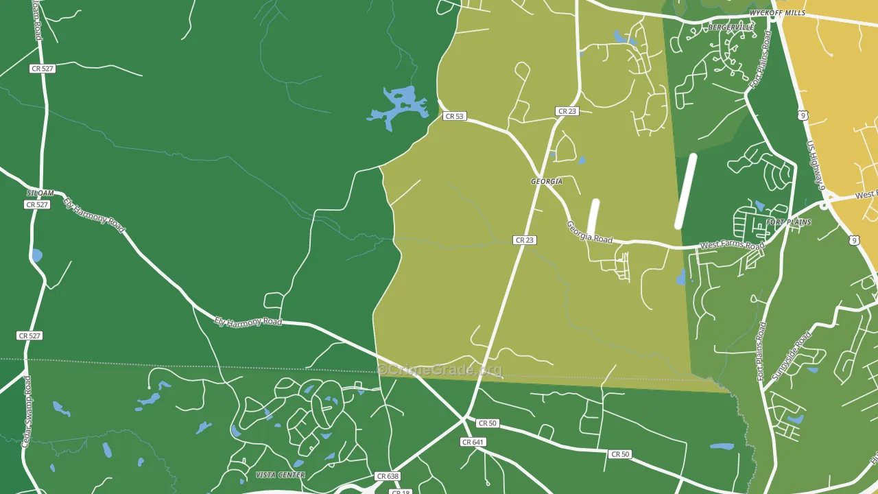 Georgia, NJ Map of Robbery Rates