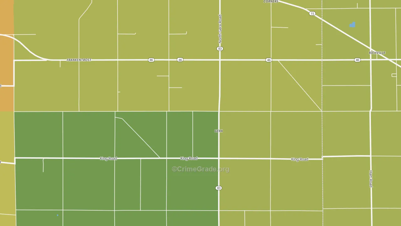 Gera, MI Map of Robbery Rates