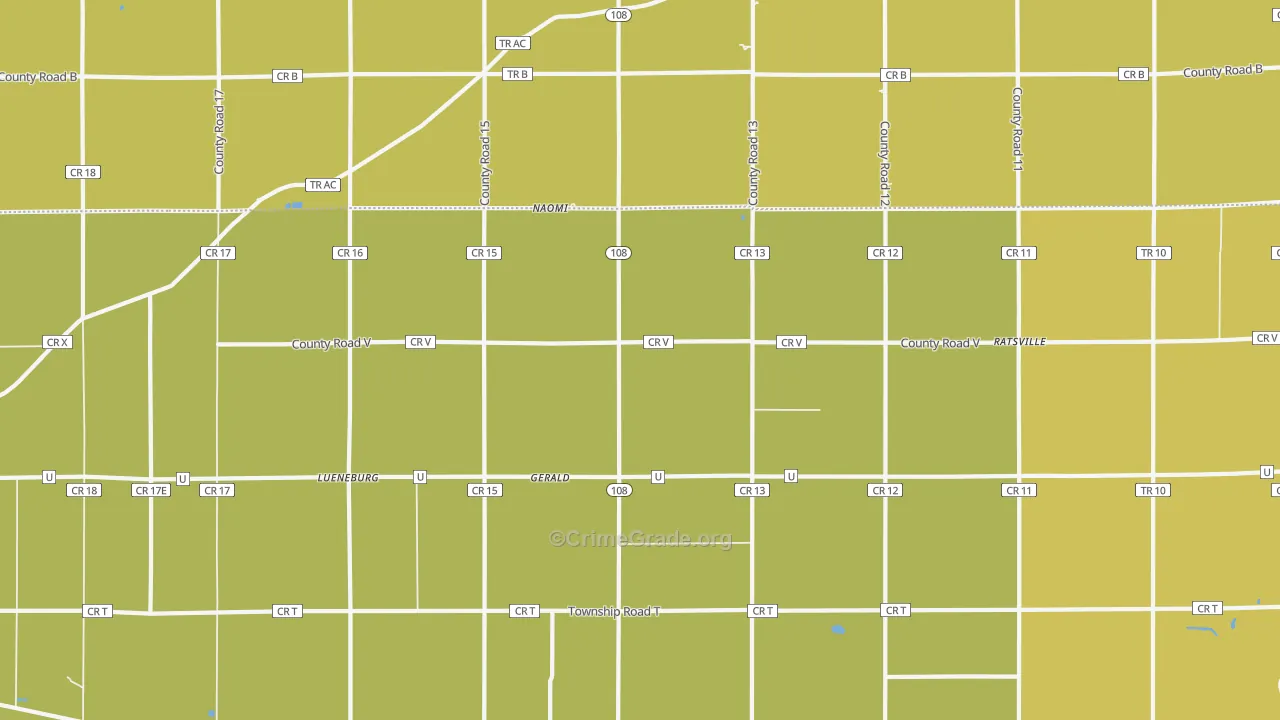 Gerald, OH Map of Robbery Rates