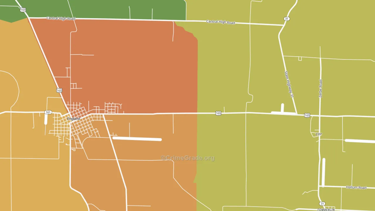 Geridge, AR Map of Robbery Rates
