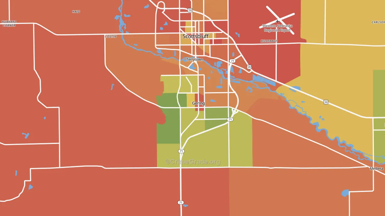 Gering, NE Map of Robbery Rates