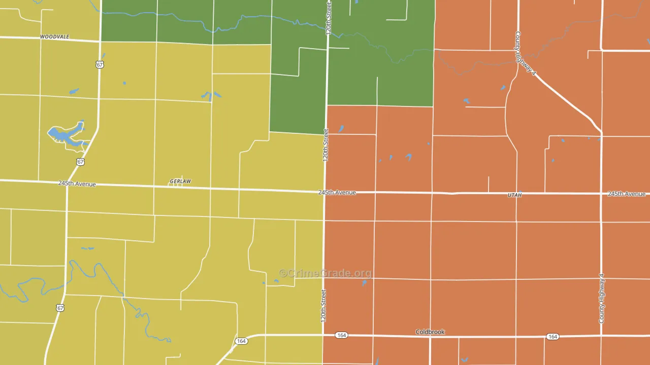 Gerlaw, IL Map of Robbery Rates