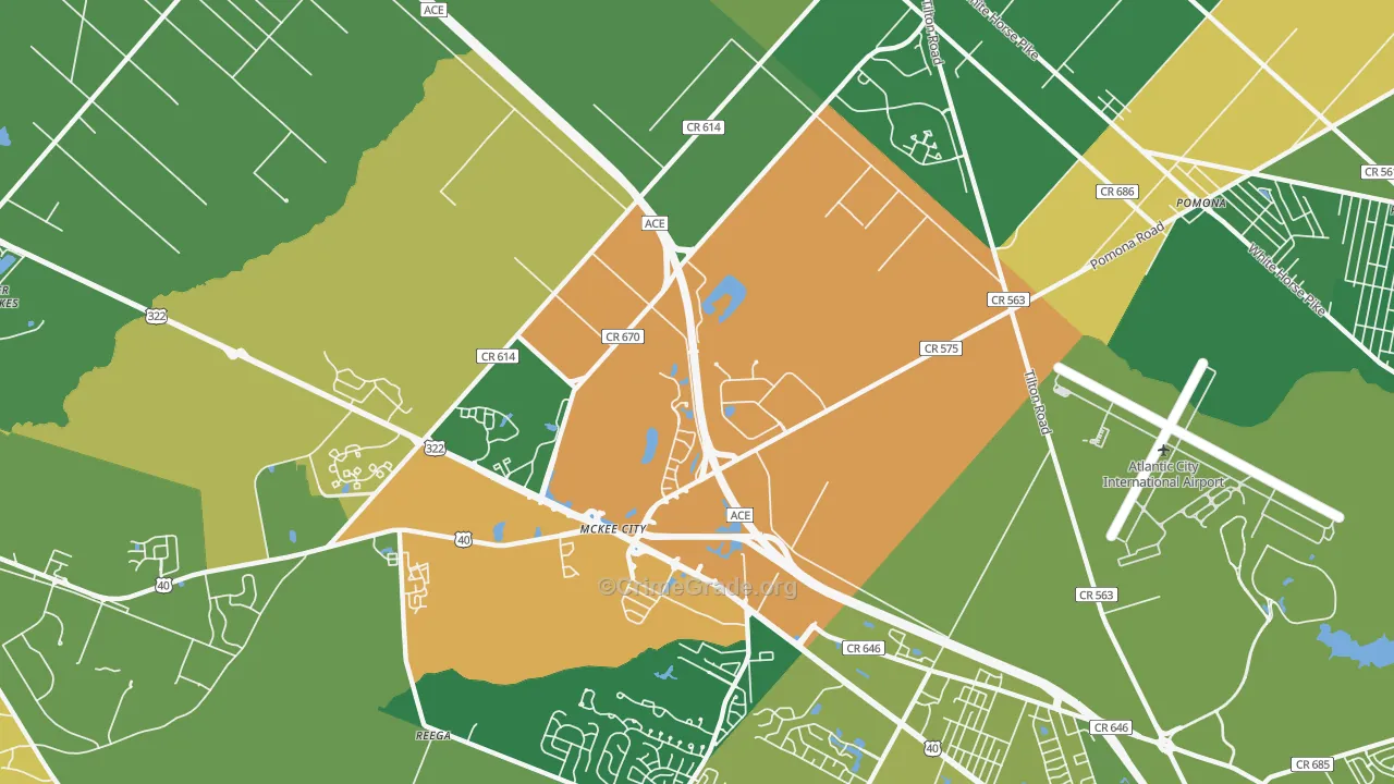 Germania Gardens, NJ Map of Robbery Rates