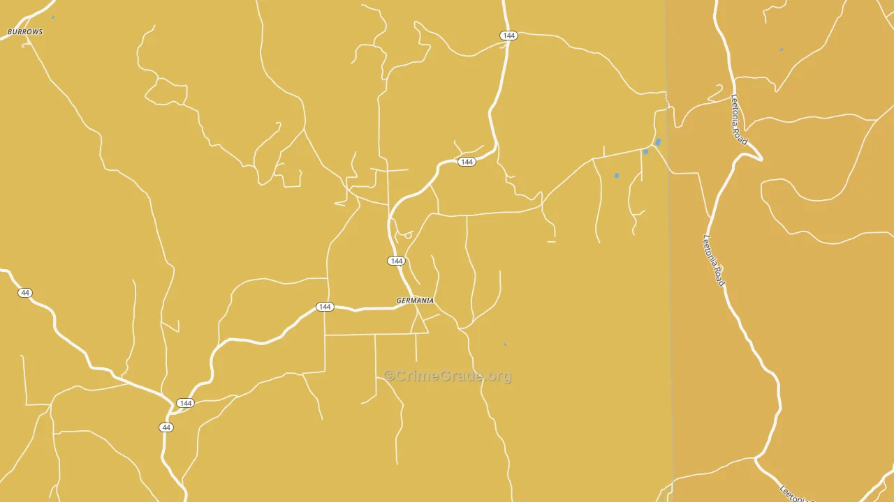 Germania, PA Map of Robbery Rates