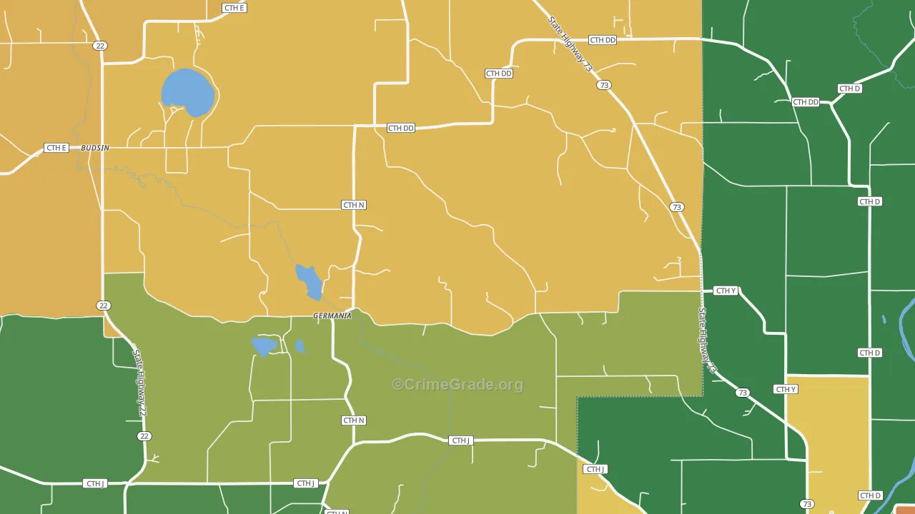 Germania, WI Map of Robbery Rates