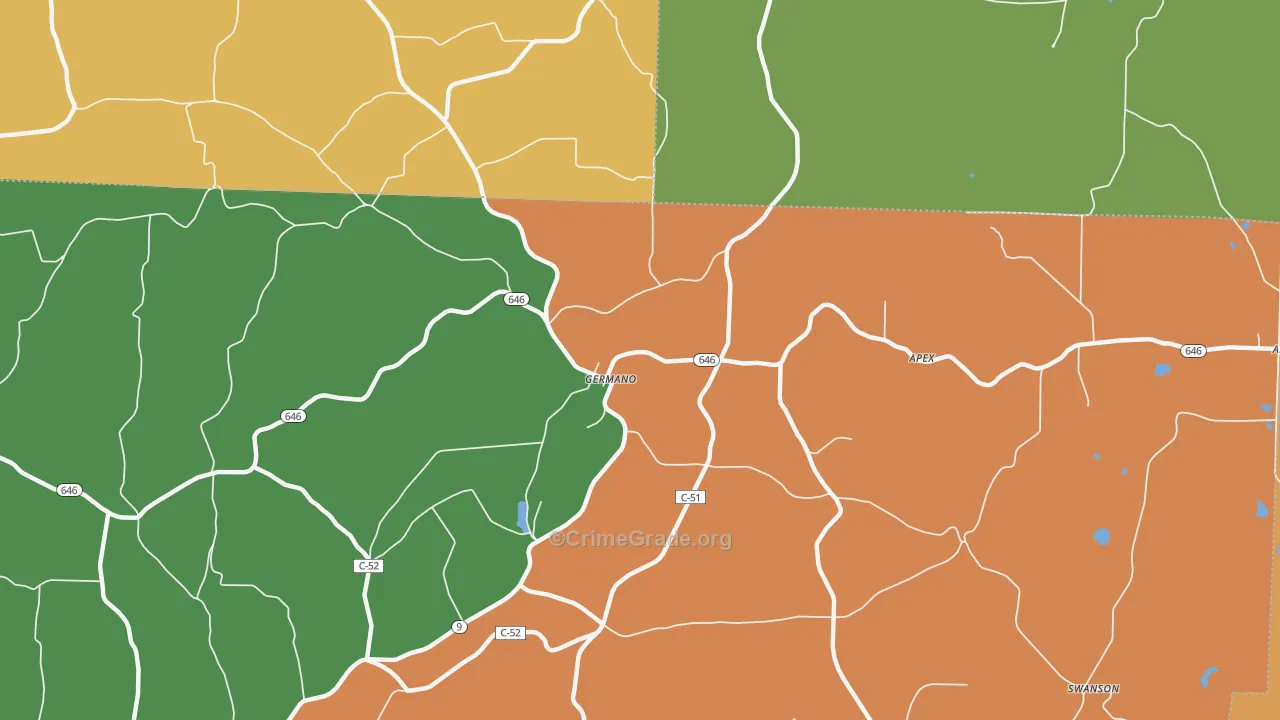 Germano, OH Map of Robbery Rates