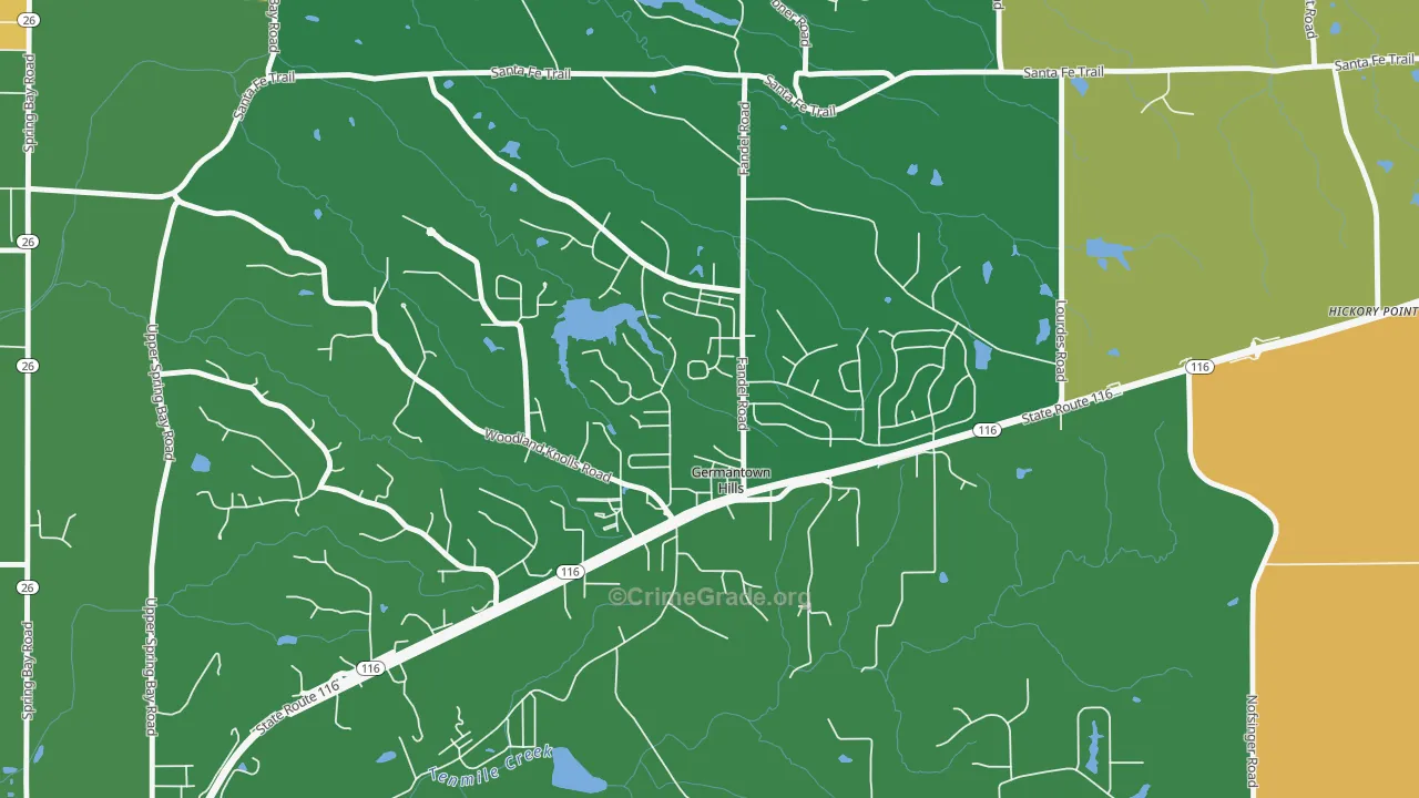 Germantown Hills, IL Map of Robbery Rates