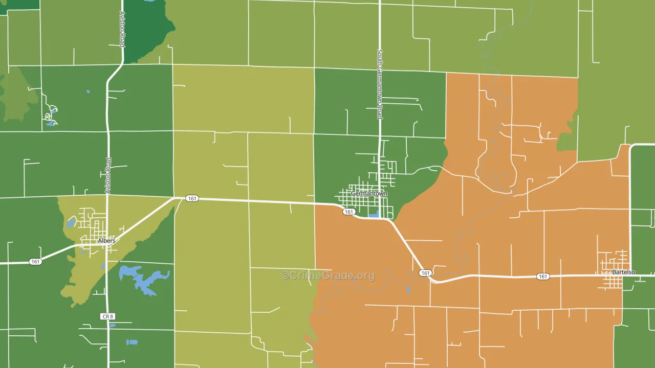 Germantown, IL Map of Robbery Rates