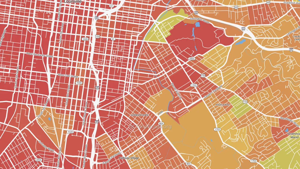 Germantown, Louisville, KY Map of Robbery Rates