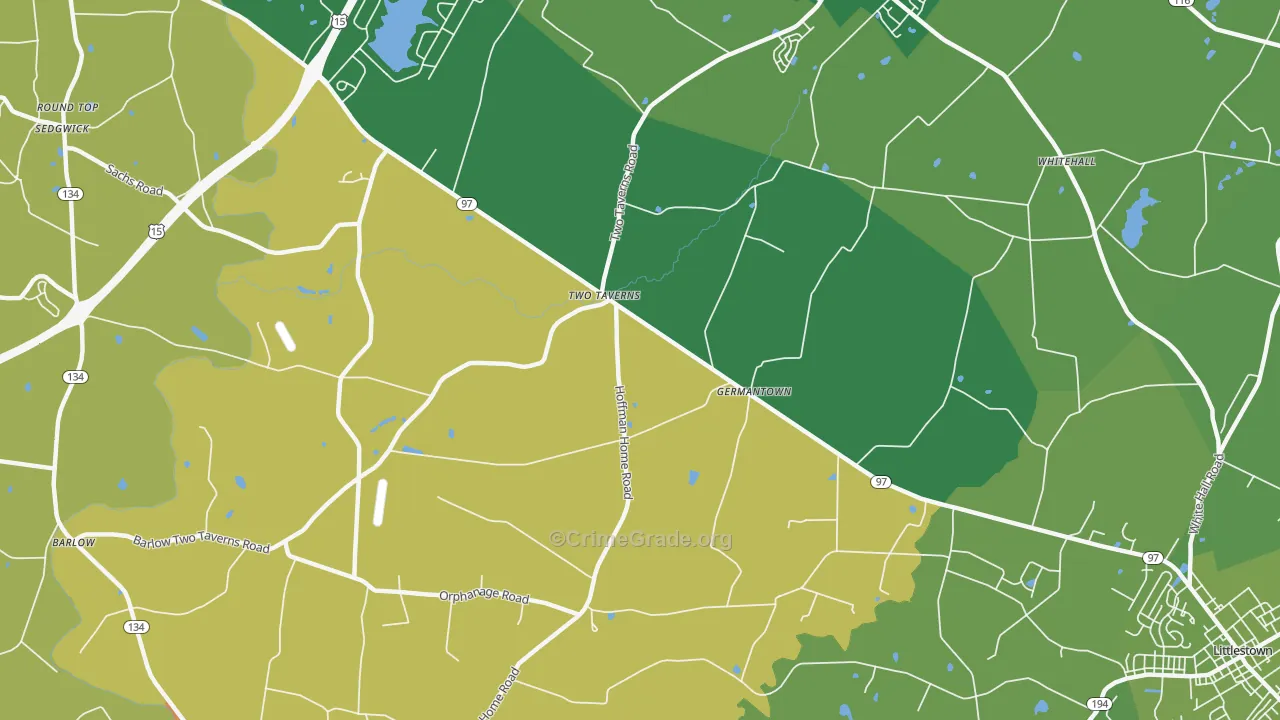 Germantown, PA Map of Robbery Rates