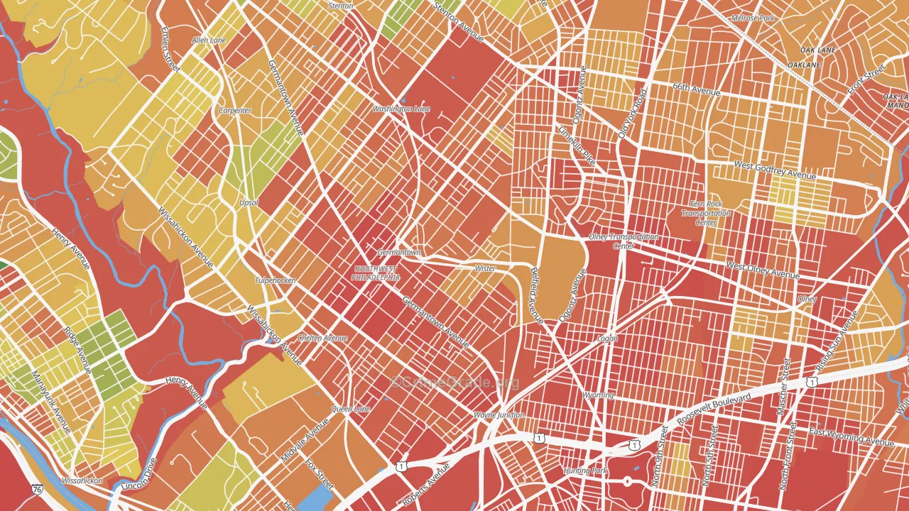 Germantown, Philadelphia, PA Map of Robbery Rates