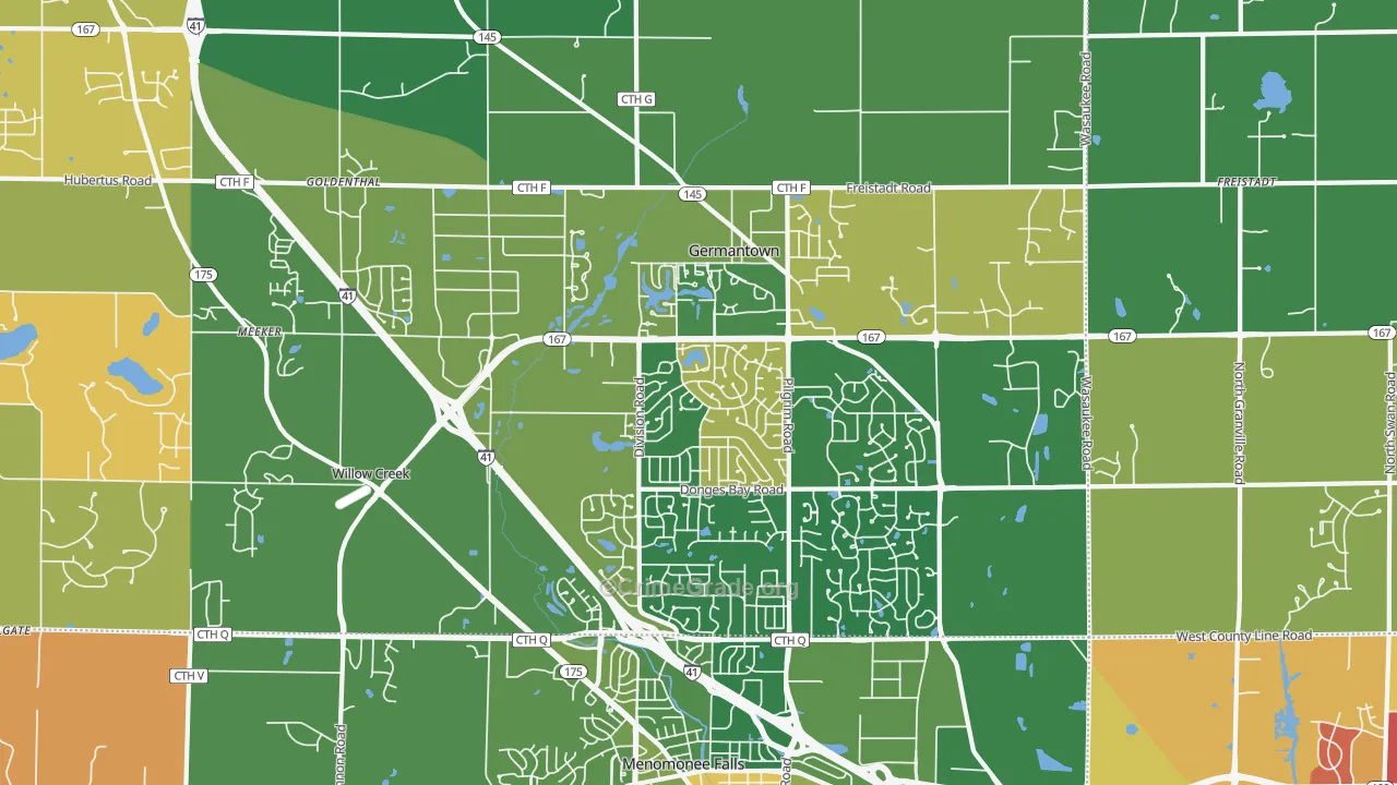 Germantown, WI Map of Robbery Rates