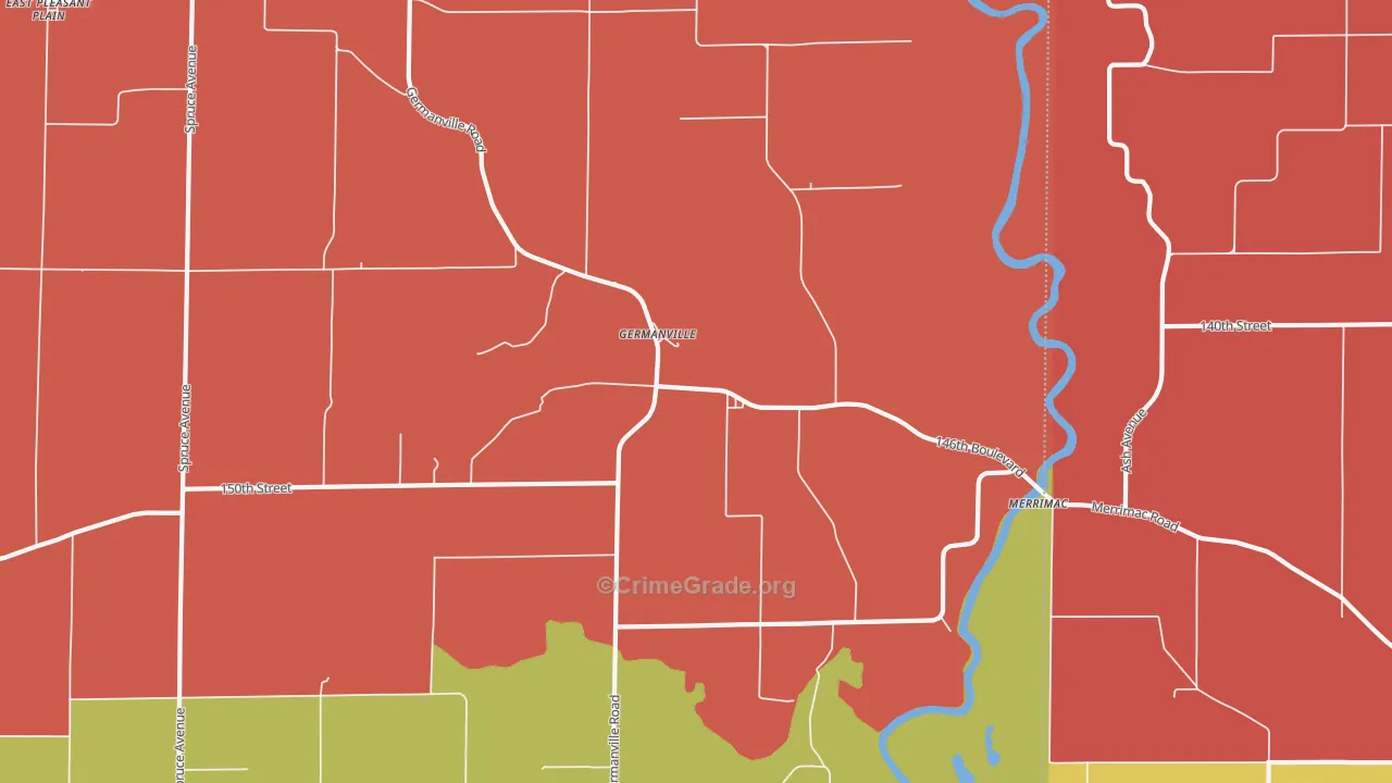 Germanville, IA Map of Robbery Rates