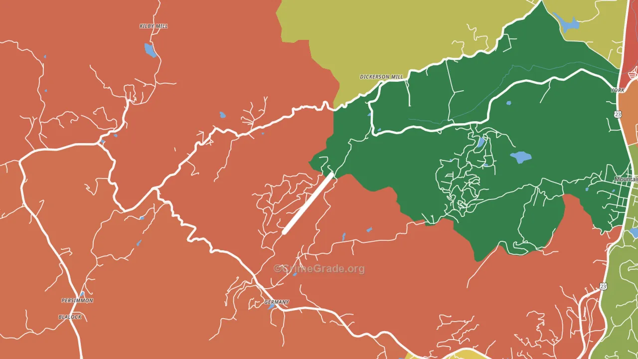 Germany, GA Map of Robbery Rates