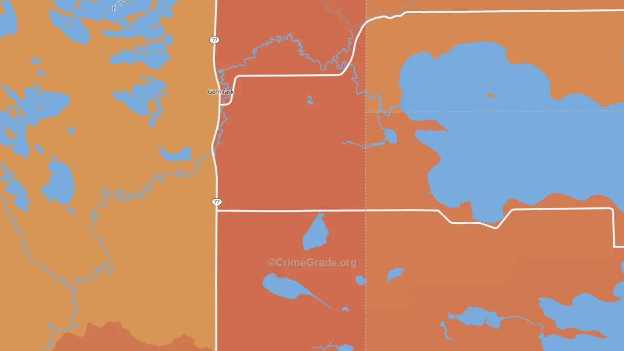 Germfask, MI Map of Robbery Rates
