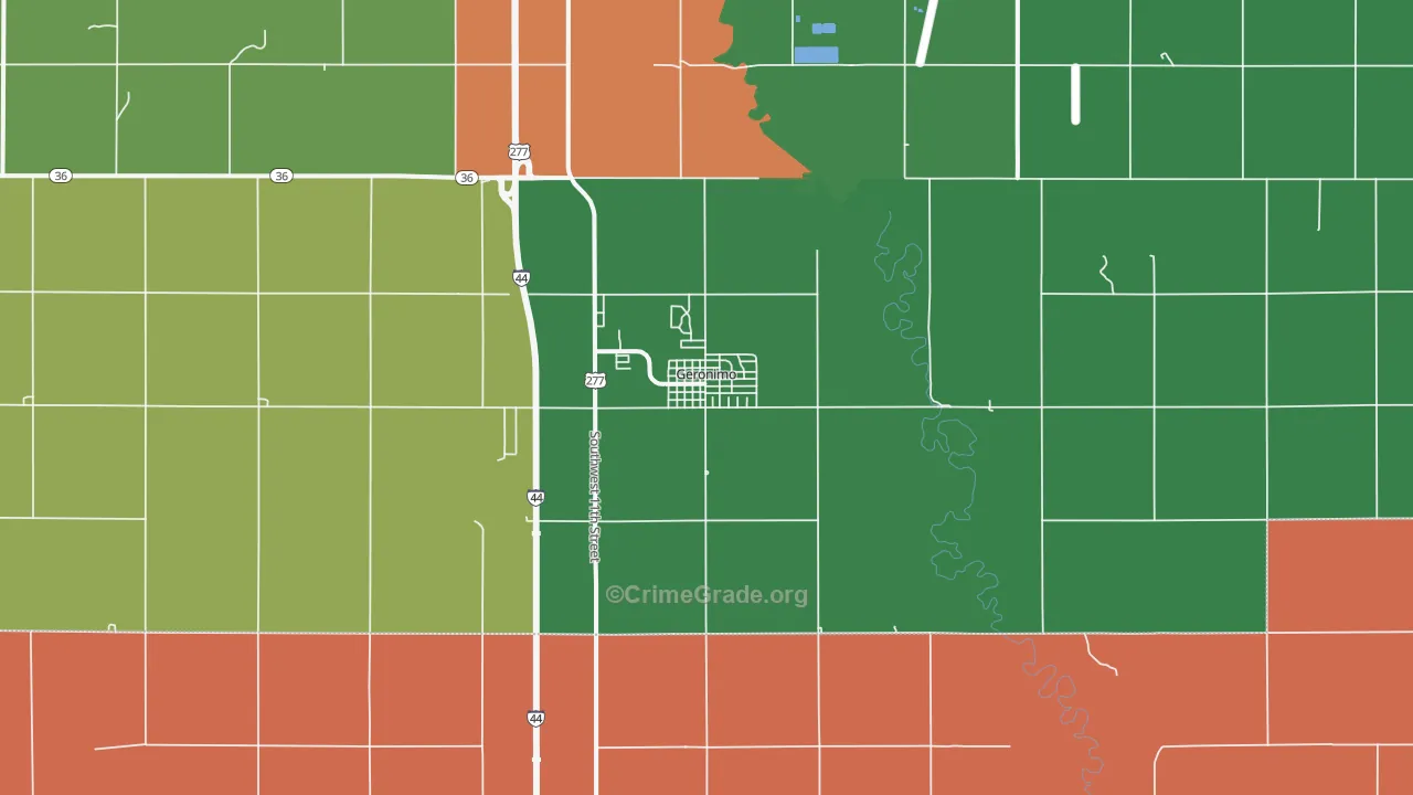 Geronimo, OK Map of Robbery Rates