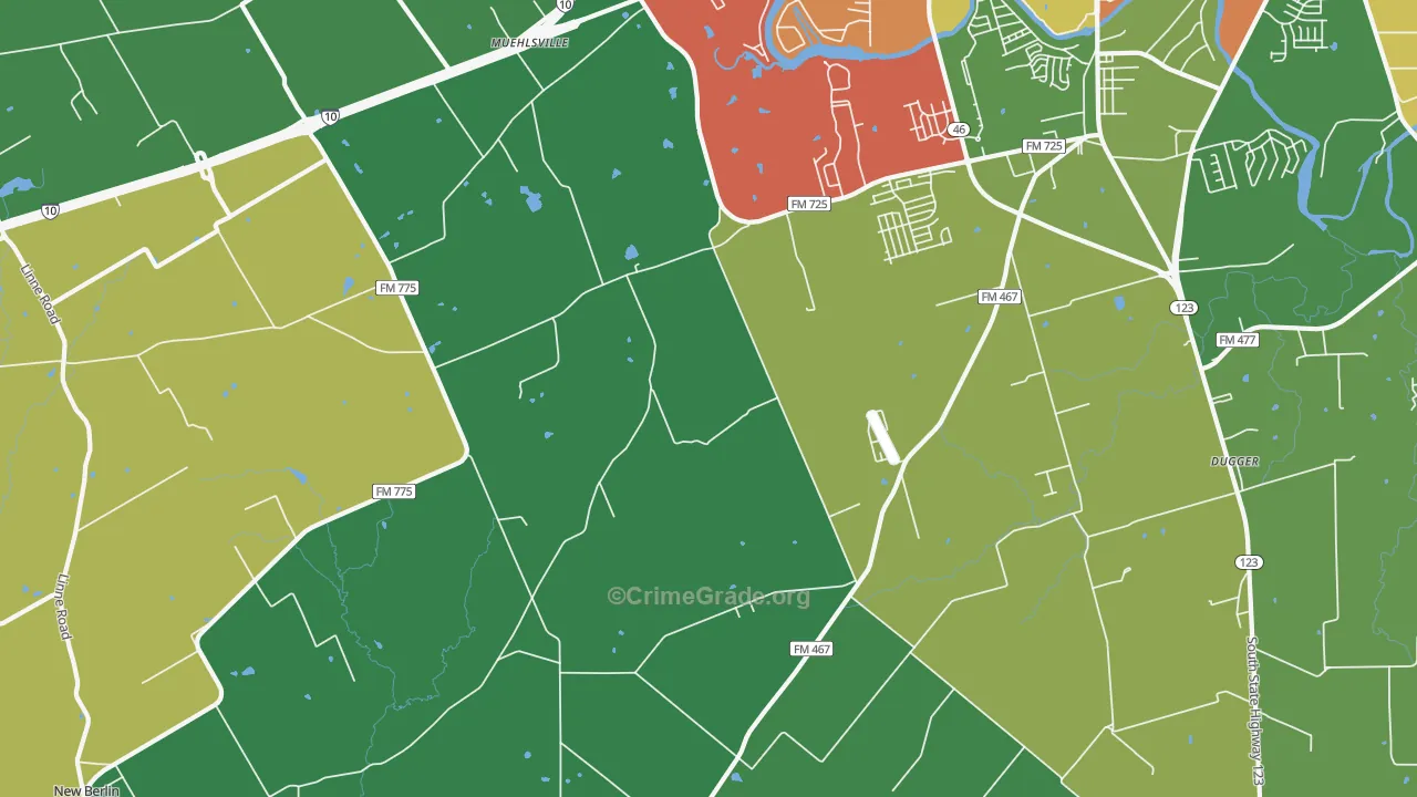 Geronimo, TX Map of Robbery Rates