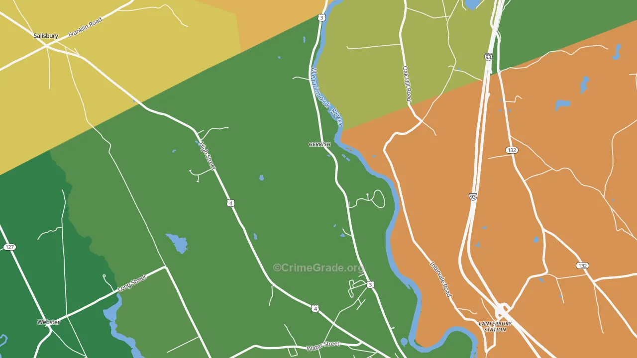 Gerrish, NH Map of Robbery Rates