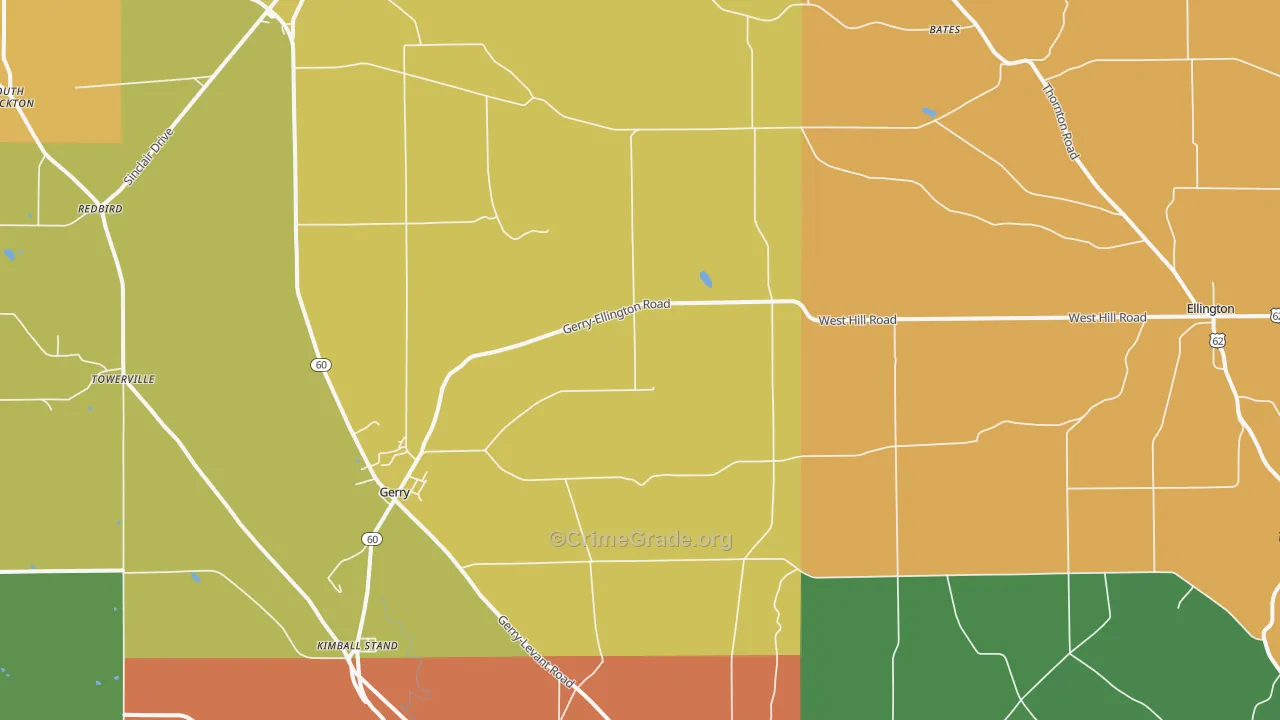 Gerry, NY Map of Robbery Rates