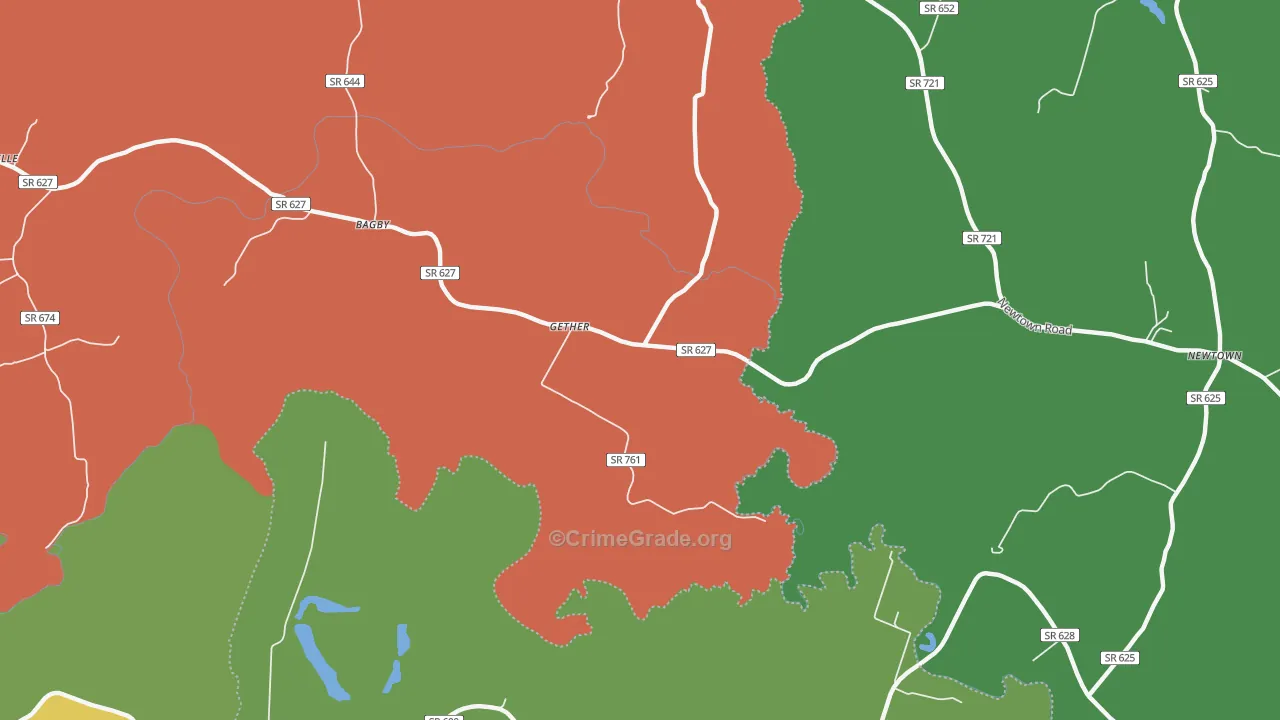 Gether, VA Map of Robbery Rates