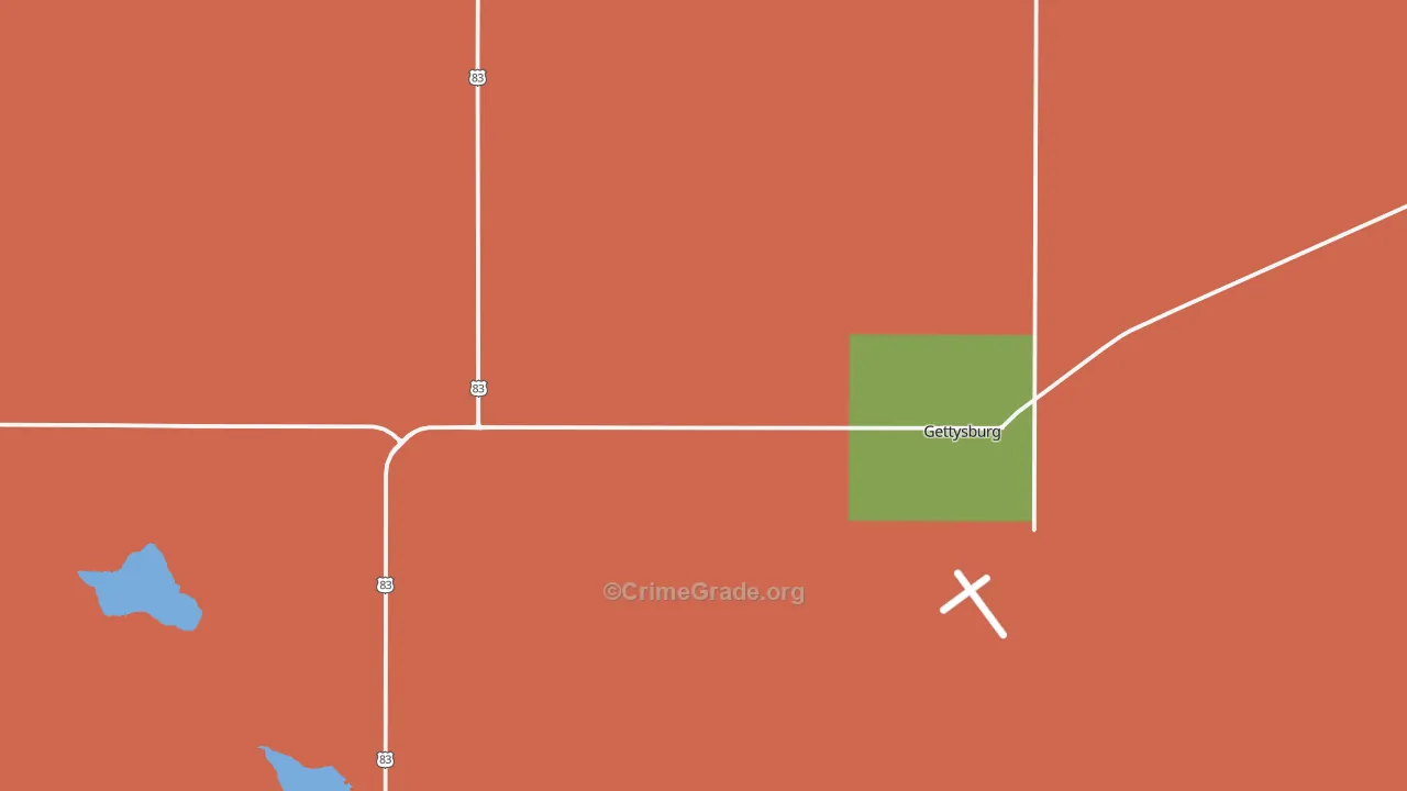 Gettysburg, SD Map of Robbery Rates