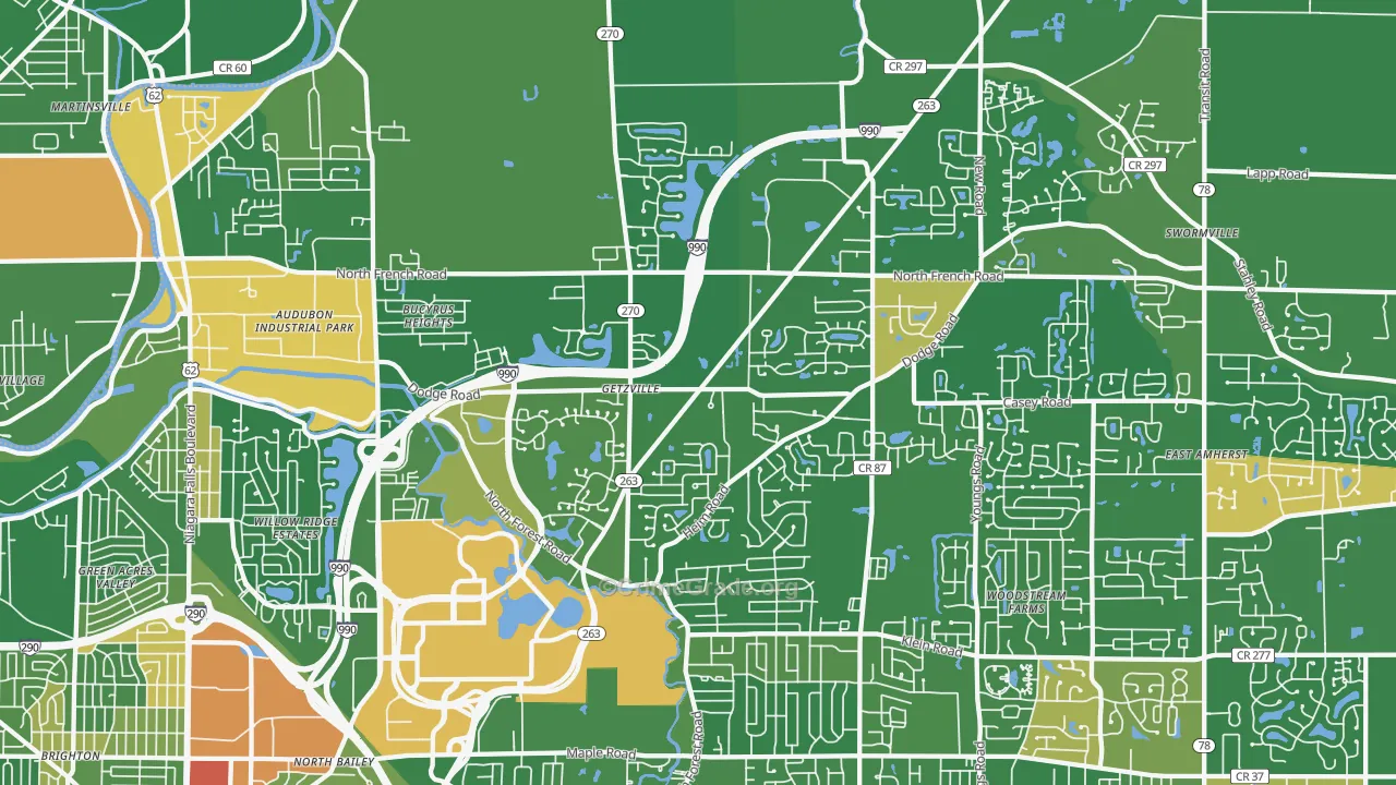Getzville, NY Map of Robbery Rates