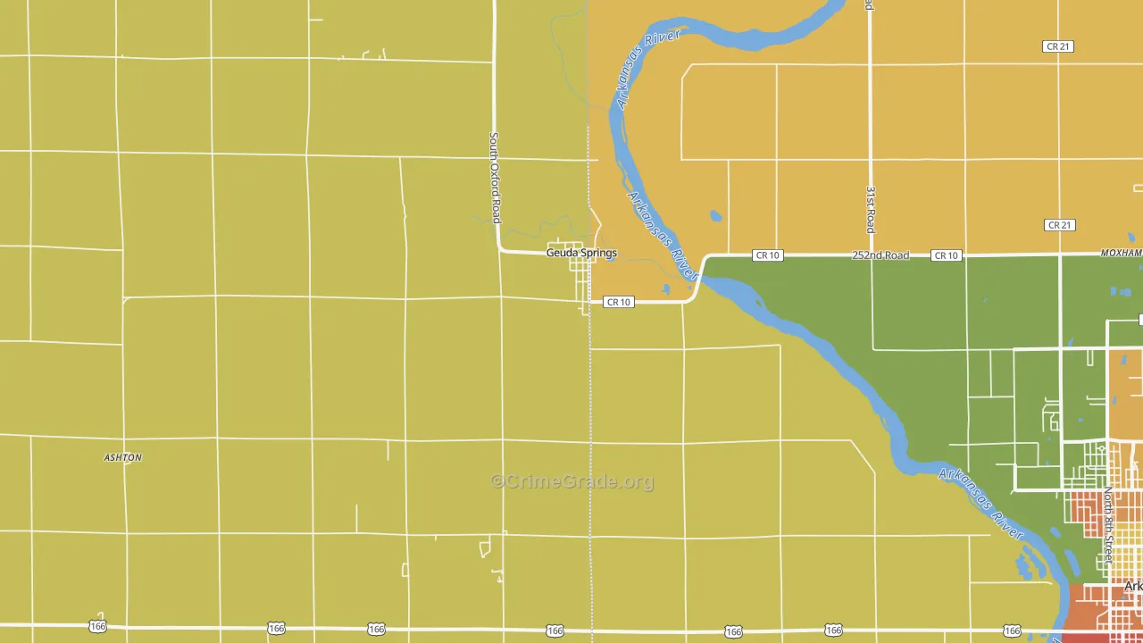 Geuda Springs, KS Map of Robbery Rates