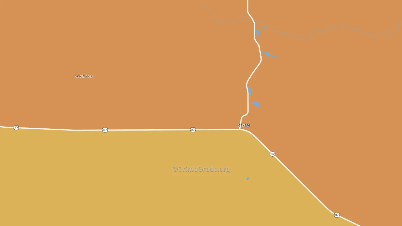 Geyser, MT Map of Robbery Rates