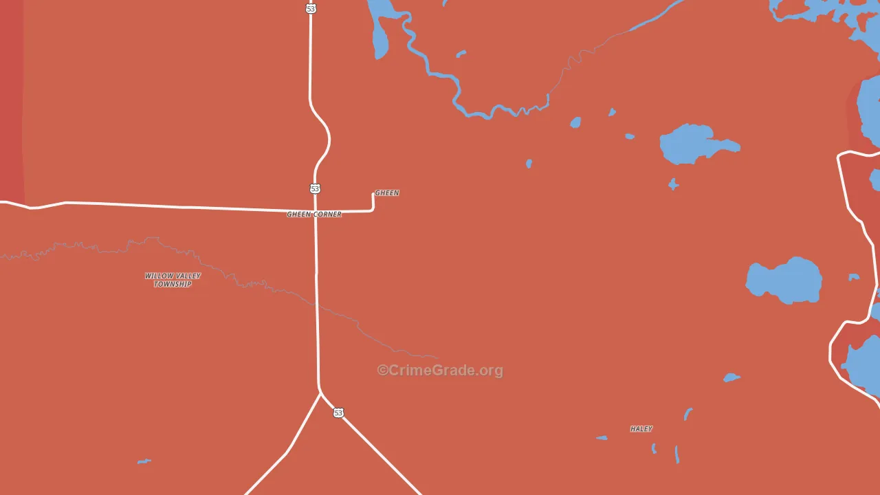 Gheen, MN Map of Robbery Rates