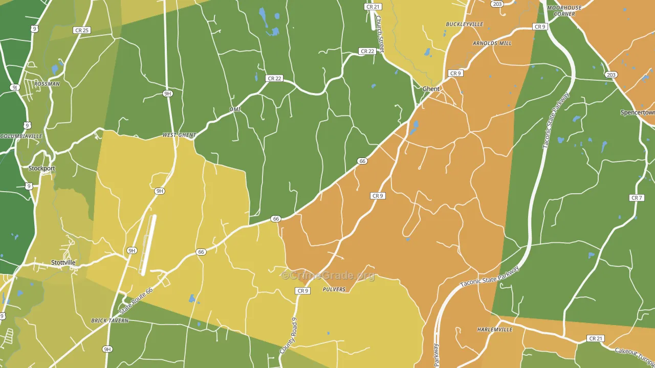 Ghent, NY Map of Robbery Rates