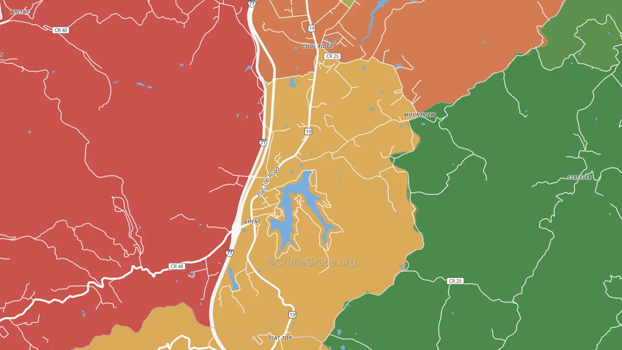 Ghent, WV Map of Robbery Rates