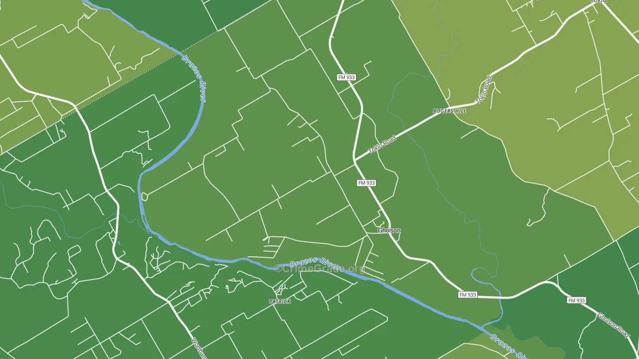 Gholson, TX Map of Robbery Rates