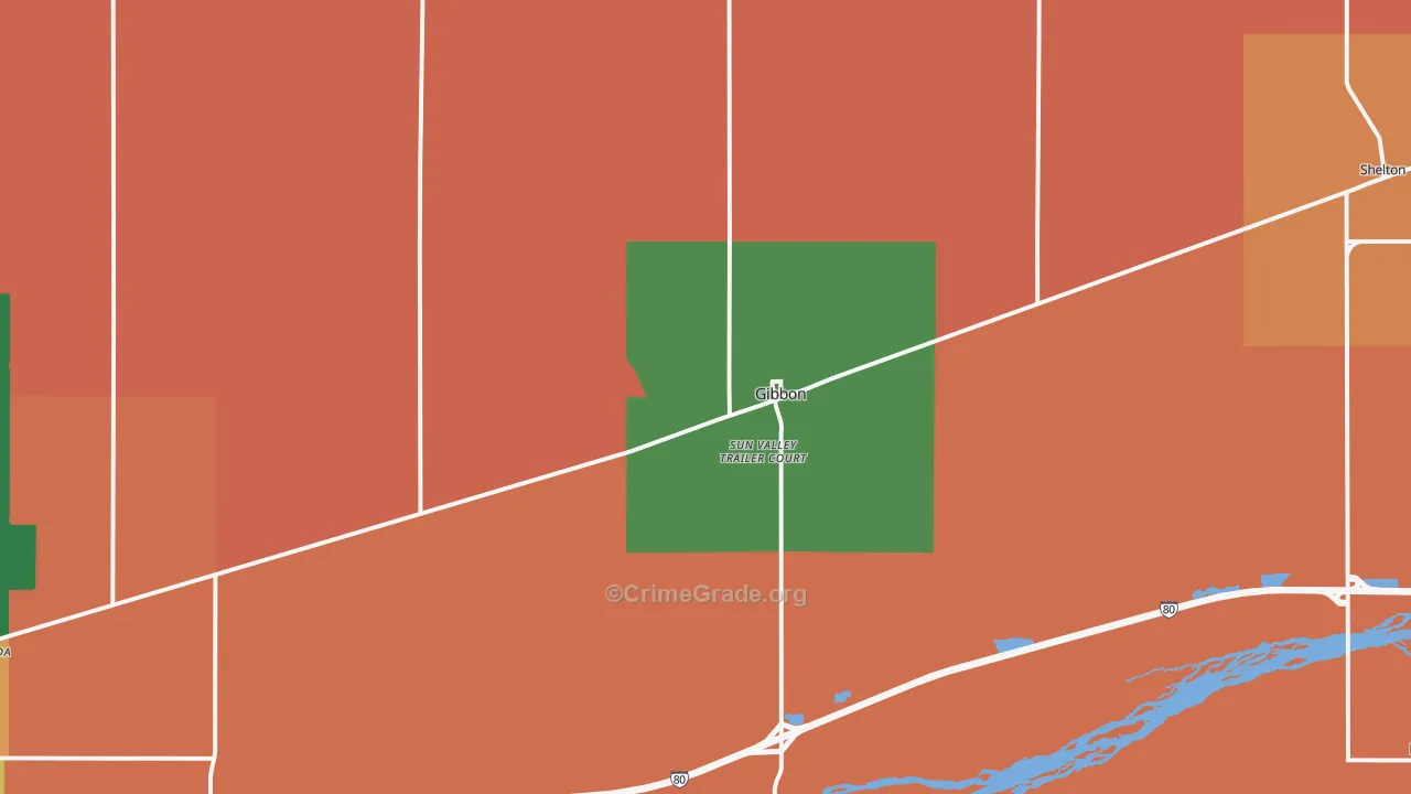 Gibbon, NE Map of Robbery Rates