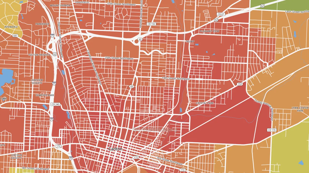 Gibbs, Canton, OH Map of Robbery Rates
