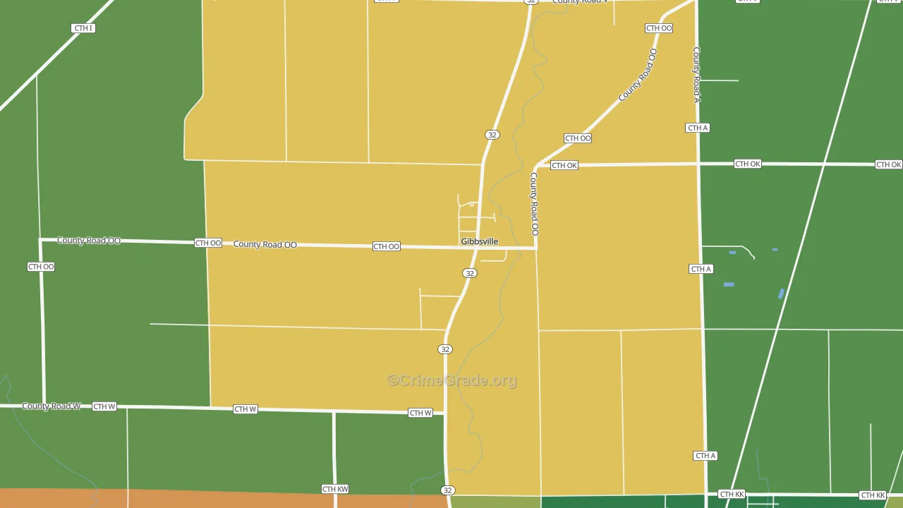 Gibbsville, WI Map of Robbery Rates
