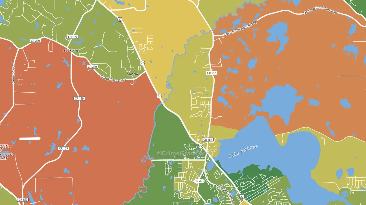 Gibson, FL Map of Robbery Rates