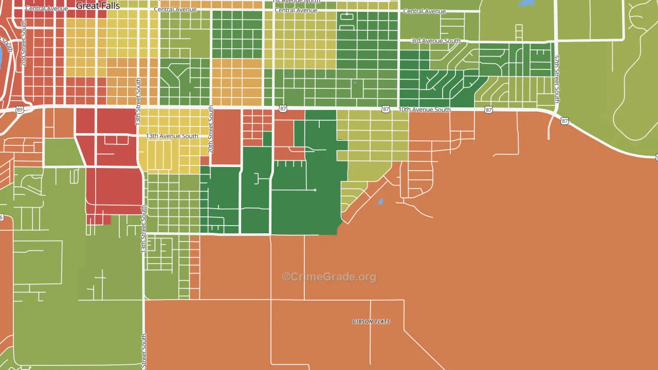 Gibson Flats, MT Map of Robbery Rates