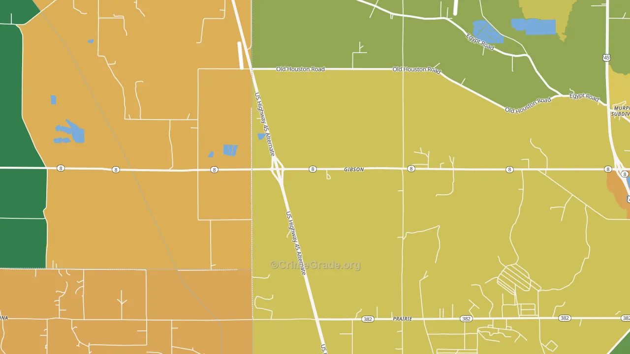 Gibson, MS Map of Robbery Rates