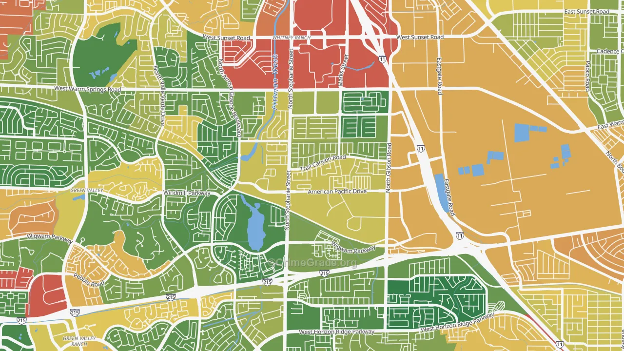 Gibson Springs, Henderson, NV Map of Robbery Rates