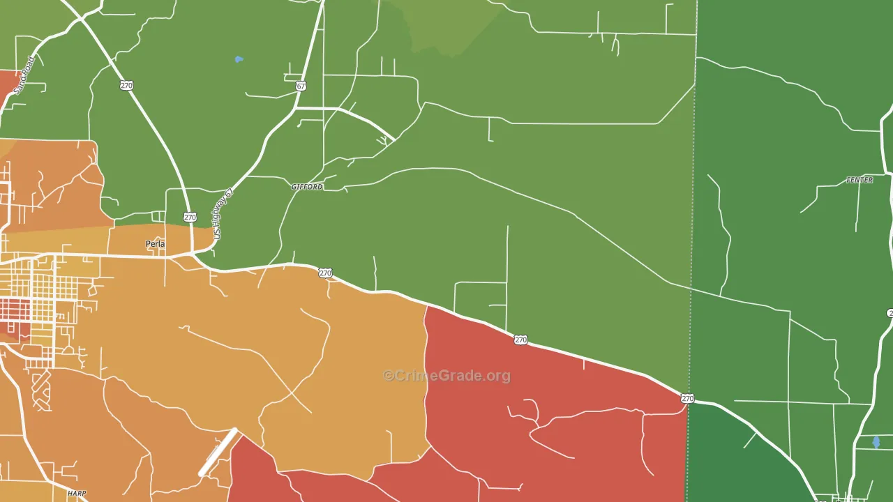 Gifford, AR Map of Robbery Rates
