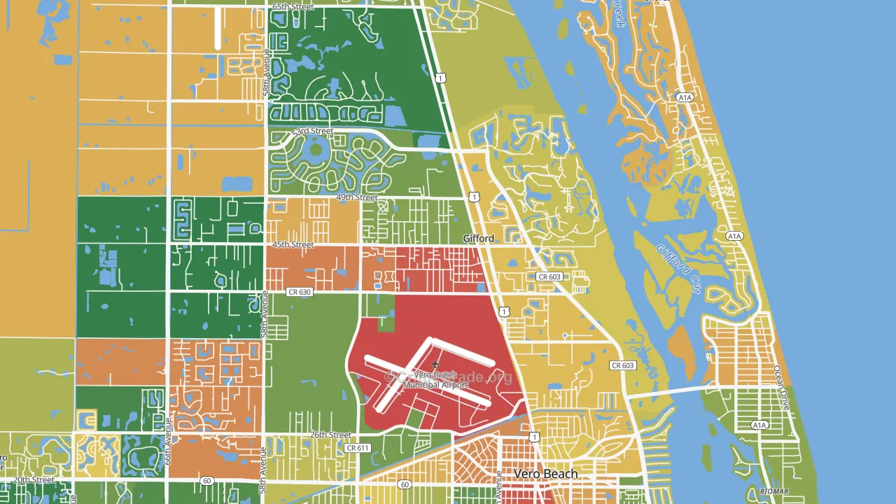 Gifford, FL Map of Robbery Rates