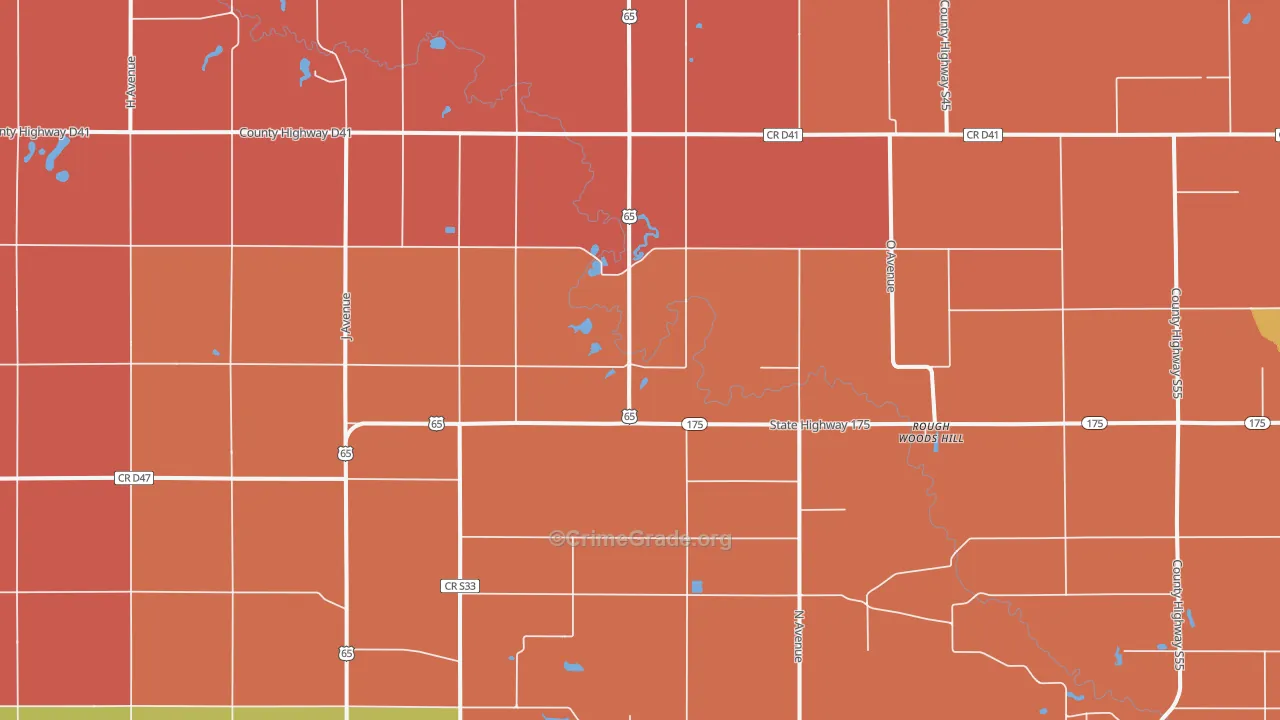 Gifford, IA Map of Robbery Rates