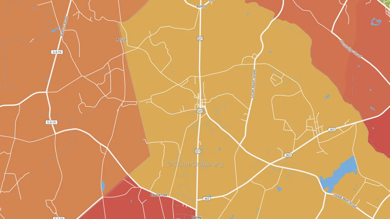 Gifford, SC Map of Robbery Rates