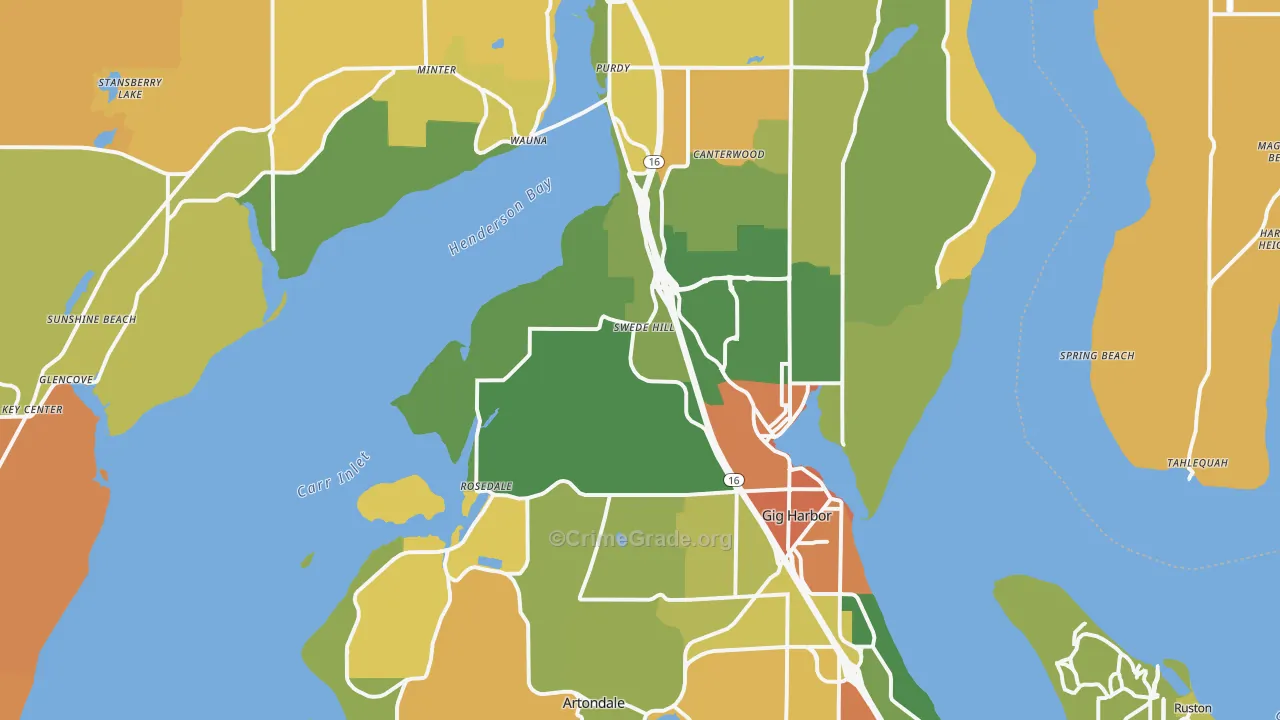 Gig Harbor, WA Map of Robbery Rates
