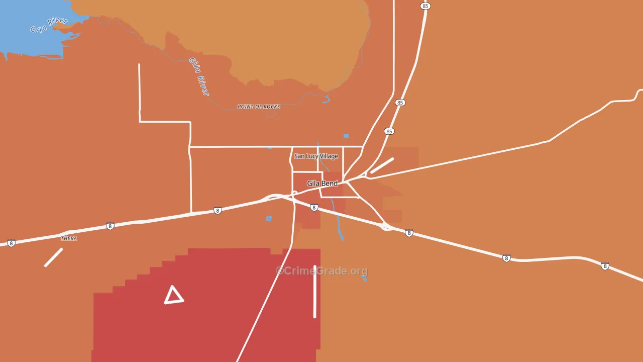 Gila Bend, AZ Map of Robbery Rates
