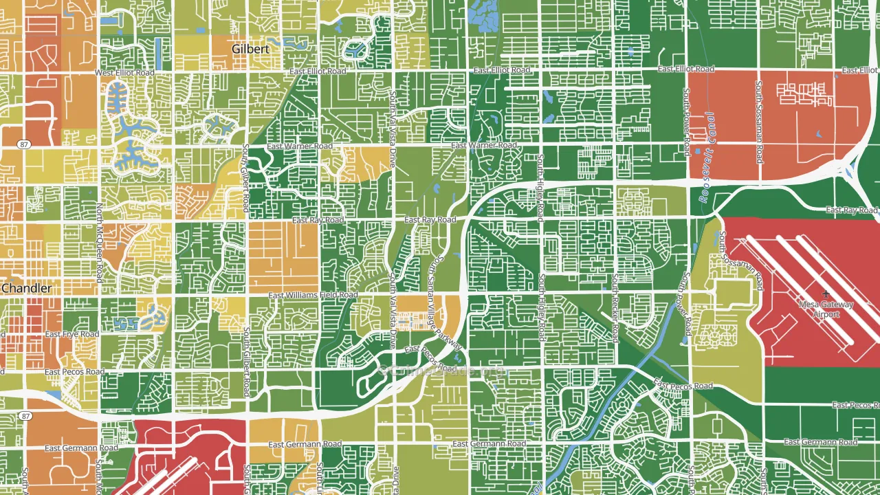 Gilbert, AZ Map of Robbery Rates